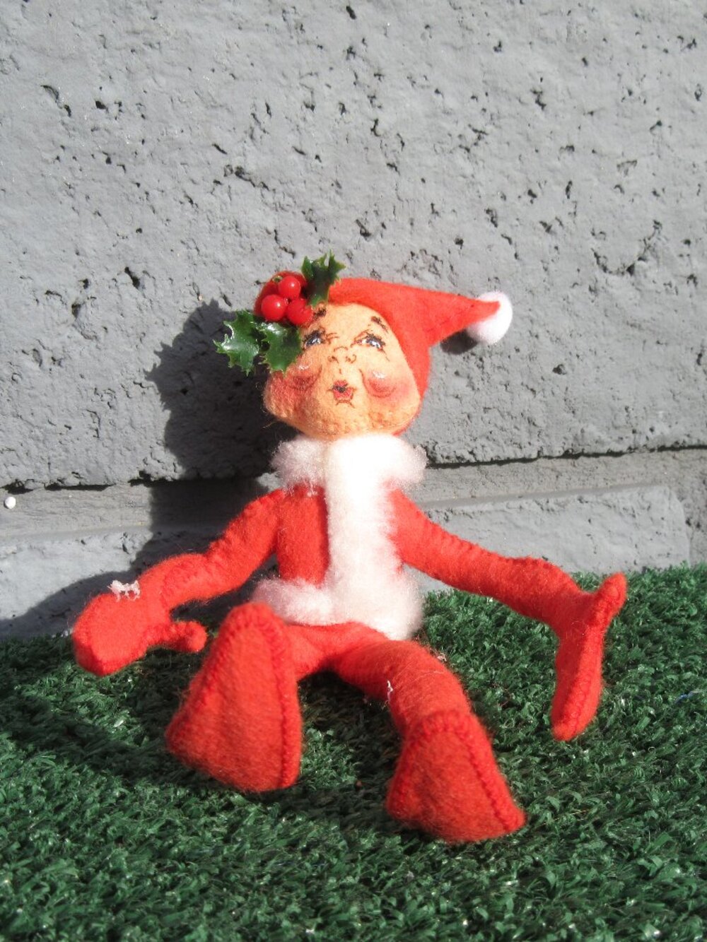 Vintage Annelee Bendable Posable Red Elf Shelf Sitter 6" Figure